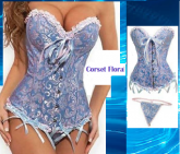 Corset Floral Azul (Até 6XG)