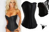 Corset Preto Brocado (Até 6XG)