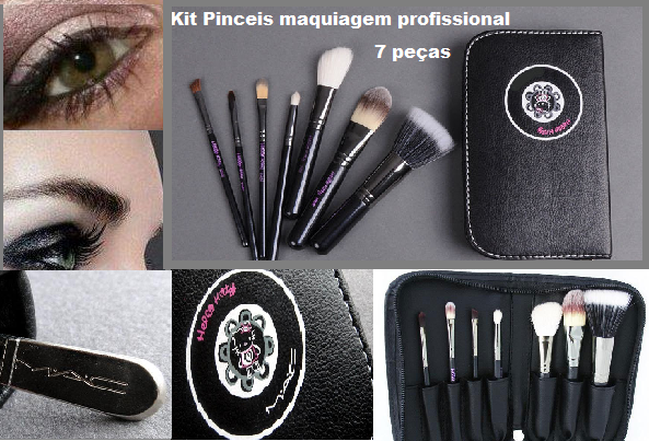 Kit Pinceis maquiagem profissional Hello Kitty/estojo