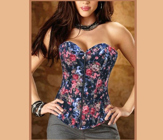 Corset Floral Ziper (Até 6XG)